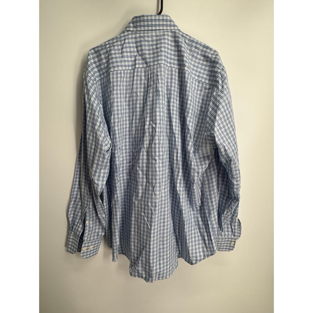 Peter Millar Men's XL Blue White Checkered Button-Down Shirt Cotton Silk Blend‎ - Picture 3 of 5